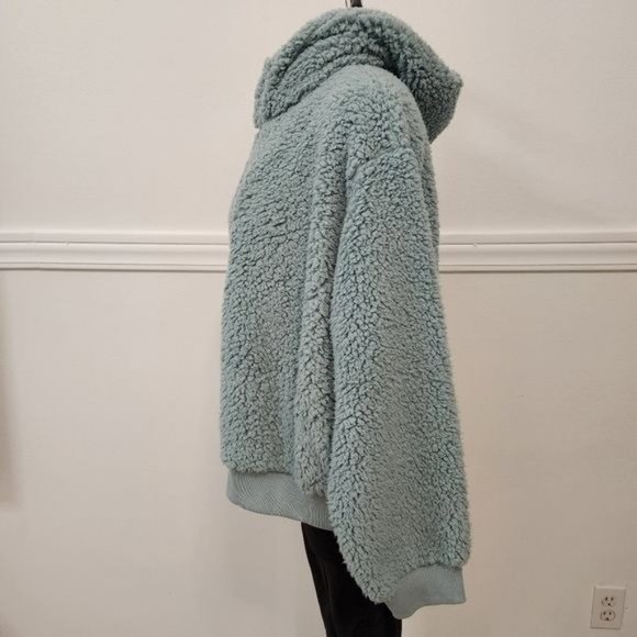 Victoria's Secret Womens Green Sherpa Half-Zip Hoodie Pullover - Picture 8 of 12